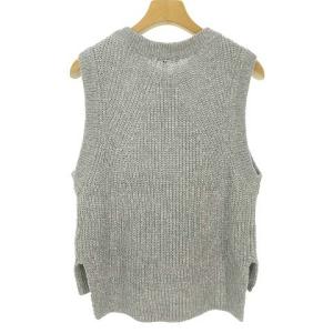 23区 リネン ノースリーブ ニット ベスト トップス 38 グレー IBO31