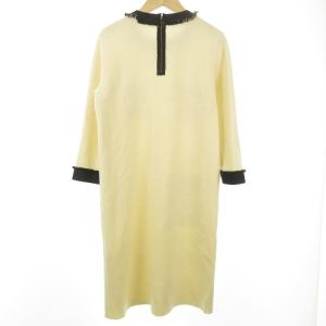 LANVIN COLLECTION 近年モデル デニム切り替え ジップ ニット ワンピース  38 クリーム サンプル IBO33 1227