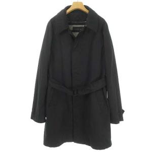 ライナー付き ステンカラー トレンチ コート オーバーダイ ウォッシュ加工 L ブラック IBO33