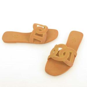 HERMES ALOHA アロハ シェーヌダンクル ラバー サンダル ミュール 36 ブラウン系 IBO33