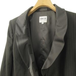 ARMANI COLLEZIONI リボン フリルラペル テーラード ジャケット ブレザー 総柄 44 グレー IBO33 0106