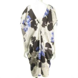 LANVIN en Bleu 国内正規 ノースリーブ Vネック ワンピース 花柄 白 ホワイト 青 ブルー 黒 ブラック 38 M位 IBO33 0113