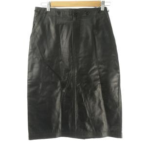 レザー タイト スカート ひざ丈 シンチバック 黒 ブラック 大きいサイズ IBO33 0113