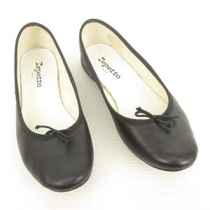 Repetto レザー フラット パンプス バレエ シューズ 38.5 ブラック 黒