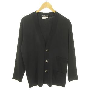 カーディガン メタルボタン コットンニット × グログランリボン 金属ボタン M セーター ITALY イタリア製 IBO33