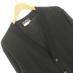 Salvatore Ferragamo カーディガン メタルボタン コットンニット × グログランリボン 金属ボタン M セーター ITALY イタリア製 IBO33