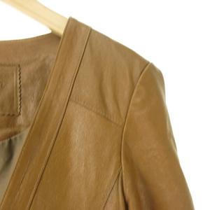 Diagram GRACE CONTINENTAL レザー ノーカラー ジャケット ブレザー フック 36 茶 ブラウン IBO33 0114