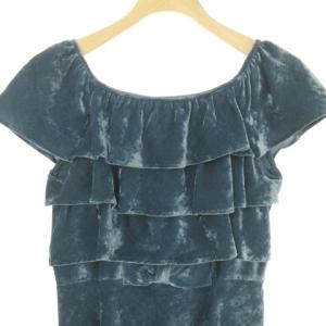 M'S GRACY 美品 ベロア ワンピース リボン フリル リボン ティアード OK-3023150001 48 M位 IBO33 0120