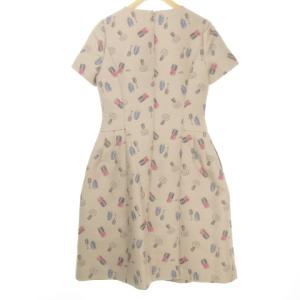 M'S GRACY 美品 ワンピース ひざ丈 半袖 マニキュア柄 18SS SW-811532 ピンク 38 M位 IBO33 0120