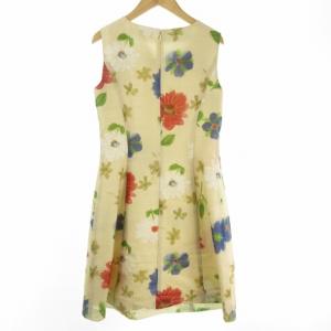 M'S GRACY ノースリーブ ワンピース ひざ丈 花柄 フラワー 36 ベージュ KN-521337 IBO33 0119