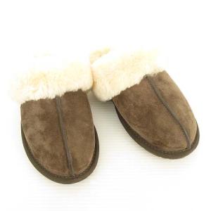 UGG australia 5661 scuffette2 スカフェット2 スリッパ ムートン ルームシューズ 美品 22cm ダークブラウン IBO33