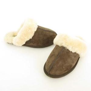 UGG australia 5661 scuffette2 スカフェット2 スリッパ ムートン ルームシューズ 美品 22cm ダークブラウン IBO33