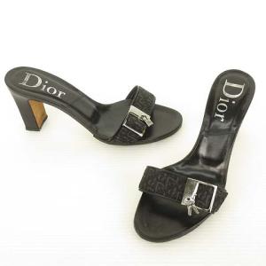 Christian Dior トロッター ミュール サンダル ベルトモチーフ 37.5 ブラック