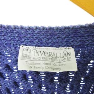 INVERALLAN コットンニット カーディガン ケーブル編み 縄編み ラグランスリーブ メランジブルー 厚地 セーター ユニセックス