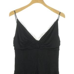 Salvatore Ferragamo レース ドレス キャミ ワンピース ロング 38 黒 ブラック IBO35 0124