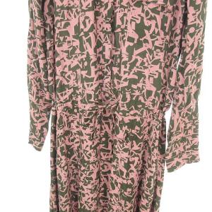 MAX&CO. ロング シャツ ワンピース ハーフボタン プルオーバー 総柄 46 大きいサイズ ピンク グリーン IBO35
