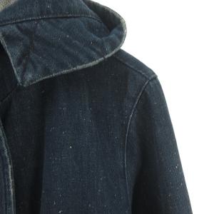 MAX&CO. ネップ デニム フーデット コート ダブルジップ 46 インディゴ  IBO35 0123