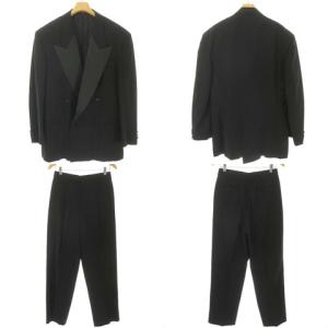 VALENTINO ダブル 4B タキシード スーツ セットアップ ジャケット スラックス 50 ブラック IBO35