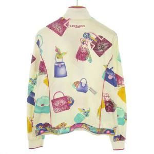 LEONARD SPORT バッグ柄 総柄 プリント カットソー ポロシャツ トップス コットン 長袖 40 アイボリー マルチ IBO35