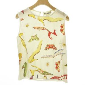 Salvatore Ferragamo アンサンブル ツインニット カーディガン シルクパネル 靴柄 ホワイト系 IBO35