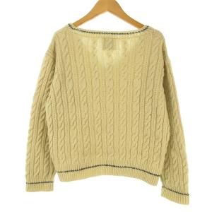 INVERALLAN ケーブル ニット Vネック セーター スコットランド製 ベージュ 0127