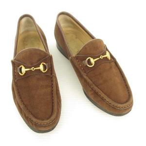 GUCCI オールドグッチ 100 255 スウェード ビット ローファー スリッポン 36 C ブラウン 茶 IBO35