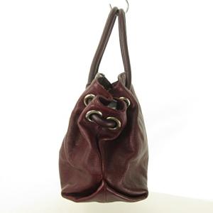 FURLA ハンドバッグ レザー 本革 ギャザー ボルドー シルバー金具 IBO33