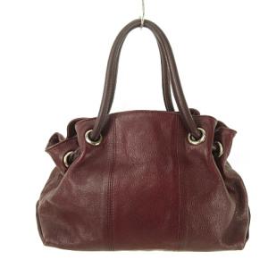 FURLA ハンドバッグ レザー 本革 ギャザー ボルドー シルバー金具 IBO33
