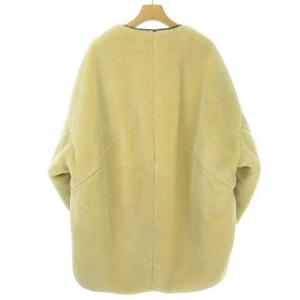 nagonstans ボアコート ノーカラー 36 アイボリー オリーブ