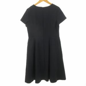 23区 シフォン袖 切替 ひざ丈 ワンピース 44 黒 ブラック 大きいサイズ ECM 0131