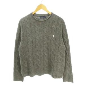 ニット セーター ケーブル × ポロ刺繍 縄編み ロールネック カシミヤ混 LG 国内正規品 ECM