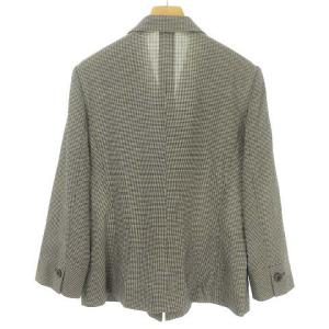 Aquascutum 美品 千鳥格子 ラペルカラー シングル ジャケット テーラード ブレザー  11 グレー系 IBO33