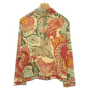 LEONARD FASHION 総柄 カットソー ブラウス プルオーバー ウール シルク 長袖 L ベージュ系 マルチ IBO33