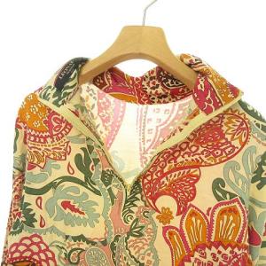 LEONARD FASHION 総柄 カットソー ブラウス プルオーバー ウール シルク 長袖 L ベージュ系 マルチ IBO33