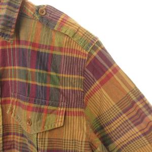RALPH LAUREN エポレット チェック シャツ 長袖 4 160 ブラウン系 IBO33 0207
