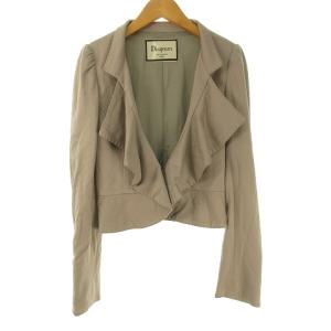 フリル ジャケット ブレザー フック 1B 36 ベージュ ECM 0213