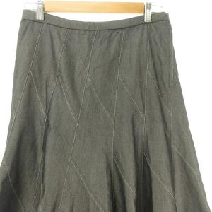 Leilian シルク デニム フレア スカート セミロング 11 インディゴ IBO33 0218