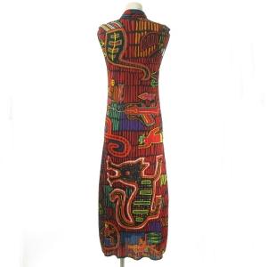 PLEATS PLEASE ISSEY MIYAKE チャイナ ワンピース ロング 魚柄  2 ブラック  PP22-JH717 0215