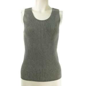 プリーツ ノースリーブ カットソー ブラウス Uネック 3 グレー PP21-FK201 0215