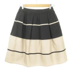 TO BE CHIC スカート ひざ丈 W5S44-262-09 ベージュ 黒 ブラック 40 L位 ECM 0220