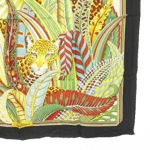 Salvatore Ferragamo 大判 シルク スカーフ ヒョウ柄 サファリ柄 アニマル × ロゴ入り ショール ストール ITALY イタリア製 ファッション小物