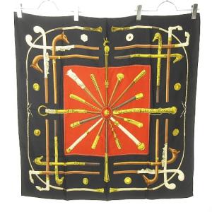 CANNES ET POMMEAUX カレ90 スカーフ シルク ブラック