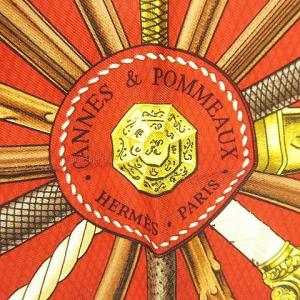 HERMES CANNES ET POMMEAUX カレ90 スカーフ シルク ブラック