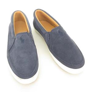 POLO RALPH LAUREN スウェード スリッポン スニーカー ポニー ワンポイント 10 ネイビー IBO36