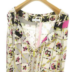 Emilio Pucci レーヨン プリント ジャージー ワンピース チュニック 長袖 マルチ IBO36