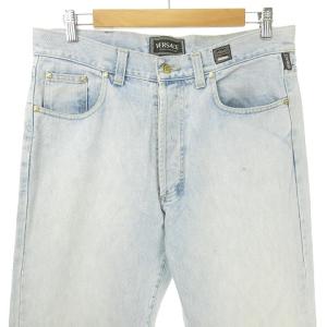 VERSACE メデューサボタン デニム パンツ ジーンズ ウォッシュ 36 インディゴ IBO36 0313