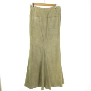 RALPH LAUREN スエード ロング スカート 9号 グレー インパクト21 IBO36 0313