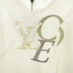 LOUIS VUITTON パッチワーク タンクトップ LVロゴ刺繍 L 白 ホワイト  IBO36 0313