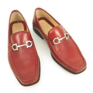 Salvatore Ferragamo ガンチーニ ビット ローファー スリッポン レザーシューズ 8 EE レッド系
