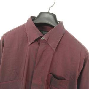 Jean Paul GAULTIER HOMME オブジェ objet シングル カフス シャツ 隠しボタンダウン 比翼 長袖 50 ボルドー系